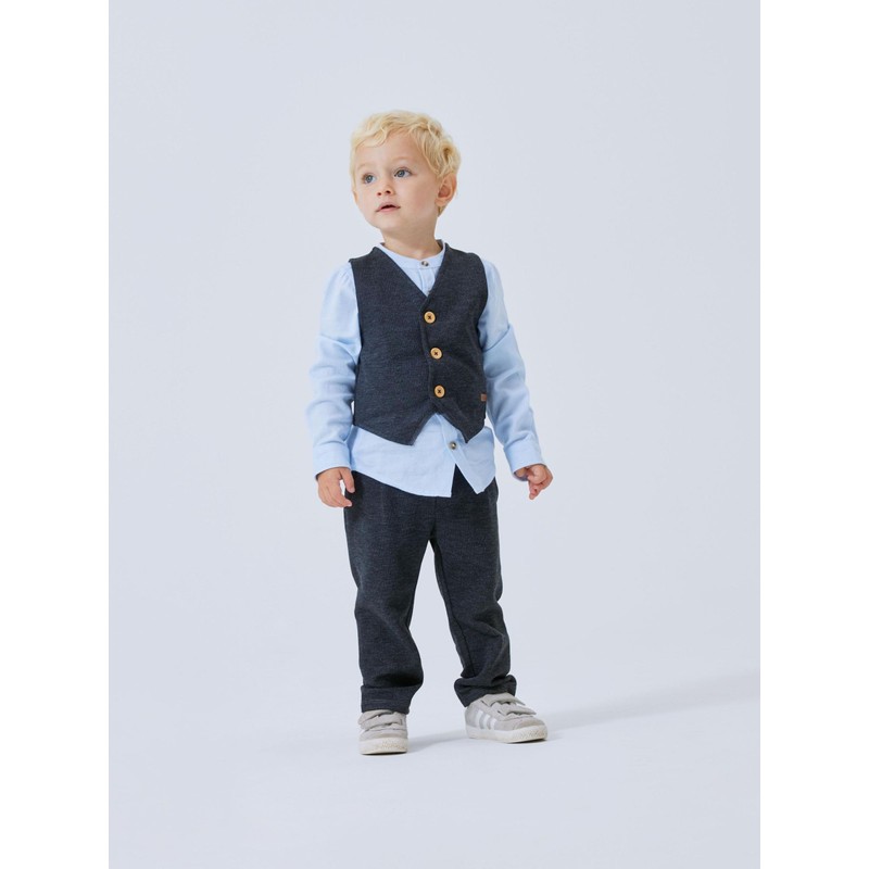NAME IT Boys' Nmmrobino Waistcoat Unb Suit Vest, Dark grey