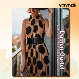 VONMELLI Wide Women's Belt Elastic Vintage Stretchy Belt for Women Fashionable Women's Waist Belt for Dress, black