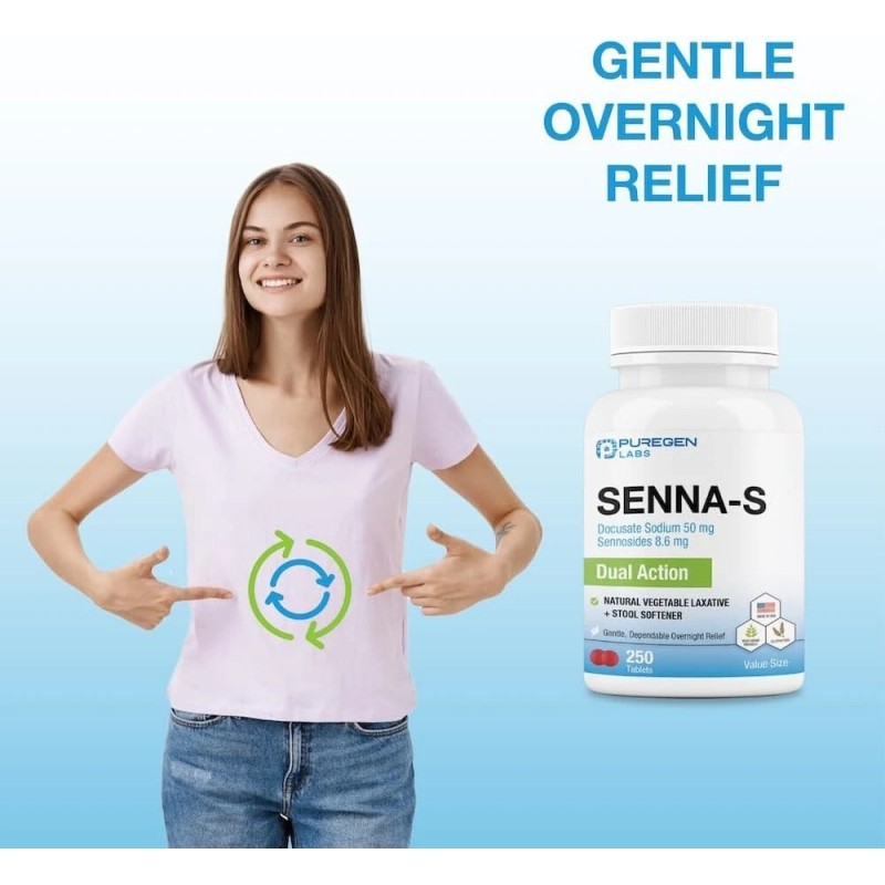 Puregen Senna-S Natural Vegetable Laxative & Docusate Sodium Dual Action
