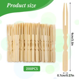 200Pcs Toothpicks for Appetizers, 3.5 Inch Mini Bamboo Forks Disposable Wooden Cocktail Forks Small Fruit Food Picks Charcuterie Forks for Pastry Dessert Party Supplies