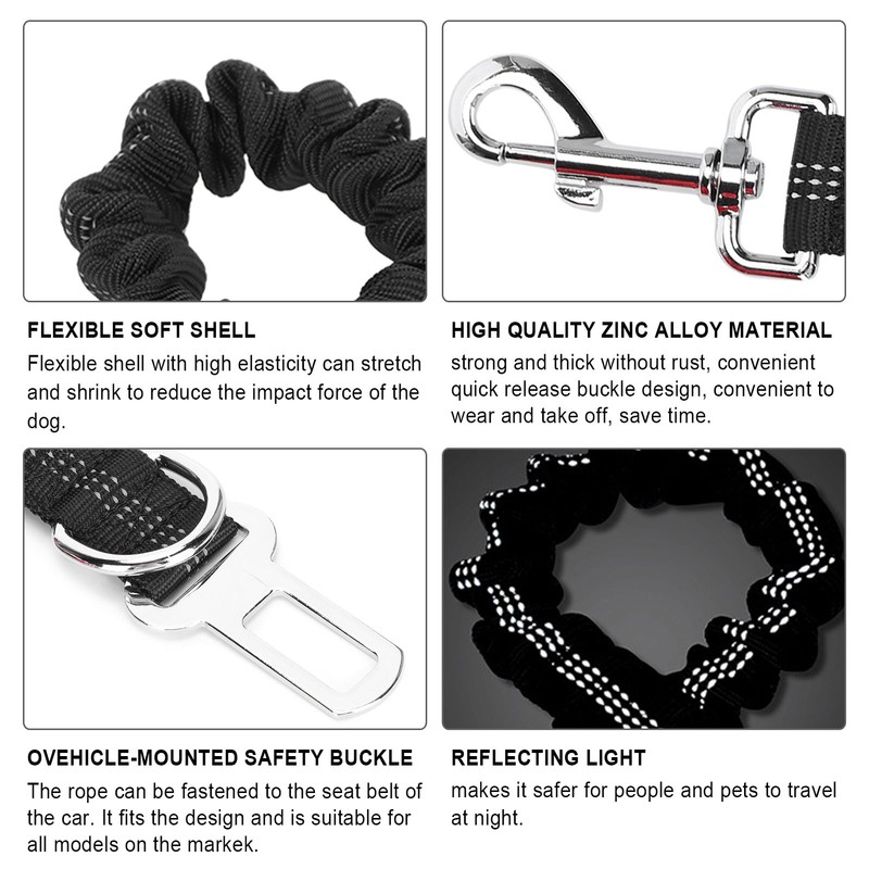 2pcs Pets Car Seat Belt Retractable Dog Leash Explosionproof Nylon