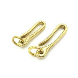 2 Pieces Durable Brass Fishhook Keychain, Solid Brass Hook Fob Clip for Key Chain Wallet Chain Accessory