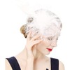 Jovono 20s Flower Feather Headbands Lace Veil Fascinator Hat Bridal