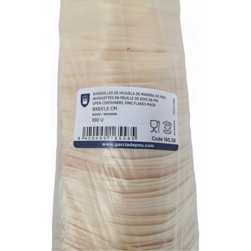 Comecializadora Sesuconsa Barquillas Recipiente Hojuela De Pino 9x6x1.5cm Pack 100pz