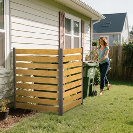 DoCred Air Conditioner Fence, 2-Panel Pool Equipment Enclosure, 36" W x 44" H Privacy Screens Fence Panels with Metal Stakes, Wood Trash Can Fence Privacy Fence Panels for Outside