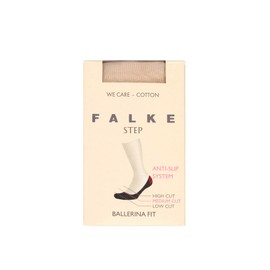 FALKE Women's Invisible Step Medium Cut Box W In Cotton No-Show Plain 1 Pair Liner Socks, Beige Cream 4011, 4-5