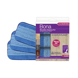 Bona® Microfiber Cleaning Pads for use with Swiffer® WETJET® Spray Mop, 3 Count (Pack of 1), washable & reusable up to 500 times