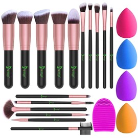 BESTOPE 16PCs Makeup Brushes set ustar Makeup Brushes with cleasner/4PCs Makeup Sponges