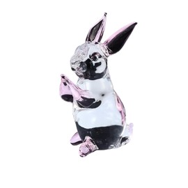 DVOFU Crystal Rabbit Figurine Pink and White Cute Tiny Animal Sculpture Art Animal Decor for Easter Decoration Home Office