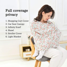 Stretchy Baby Car Seat Covers for Newborns, Infant Car Canopy Extra Soft and Stretchy Nursing Covers for Moms (Flowers)
