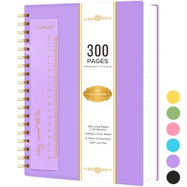 NIRMIRO B5 Notebook Notepad Hardback, 300 Pages/150 Sheets Spiral Notebooks Wirebound Note Books Journal for Women Men Office School, 100GSM Lined Paper, PVC Cover, 18.5 x 25.8cm, Purple