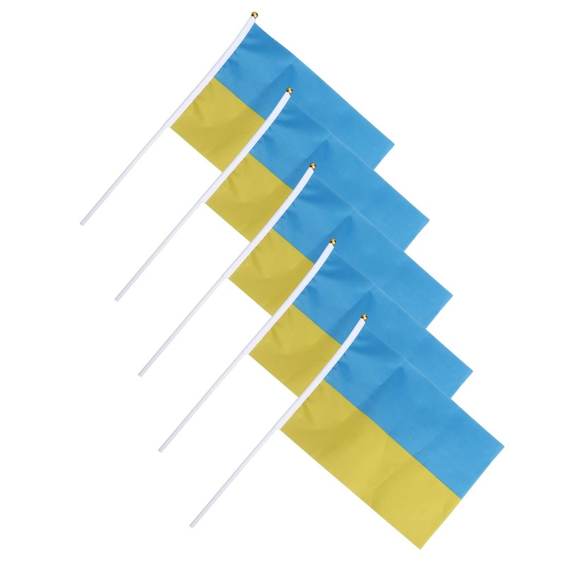 10pcs Ukrainian Flag, 12 x 8 inch Flat and Stick