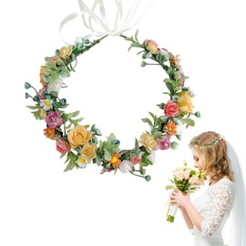 Flower Crown Flower Wreath, Artificial Flowers Crown, Rose Flower Crown, Used for Bridal Headdress, Garland Party, Photo Props