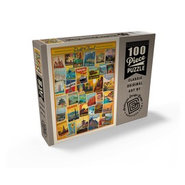 MyPuzzle World Travel: Collage Print, Vintage Poster - Premium 100 Piece Jigsaw Puzzle for Adults