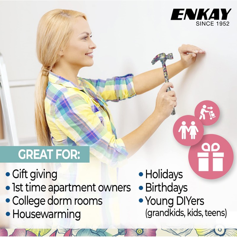ENKAY - 6 in 1 Floral Hammer and Screwdriver, Multifunction