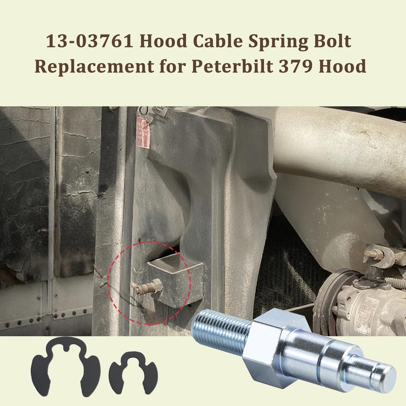13-03761 Hood Cable Spring Bolt Replacement for Peterbilt 379 Hood