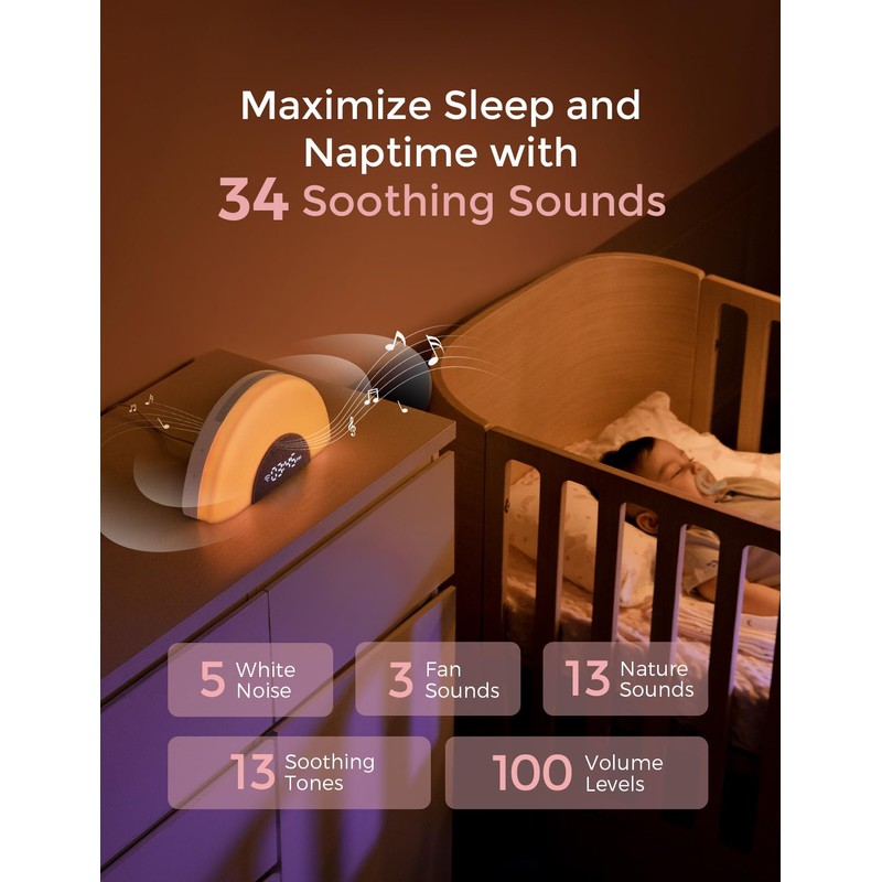 Momcozy DreamSync™ Baby Sound Machine, Night Light, APP Control Baby