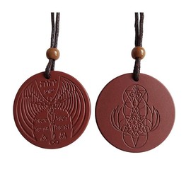Flying Archangel Orgone Volcanic Energy Stone Emf Protection Necklace,Blocker Talisman Necklace(Red,43mm)