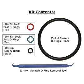 (5 Sets, 36 Piece) Color Coded Gasket Set for Cornelius Home Brew Keg [w/o-Ring Pick] - Universal Kit with Orings for Ball Lock and Pin Lock Style Kegs by Captain O-Ring