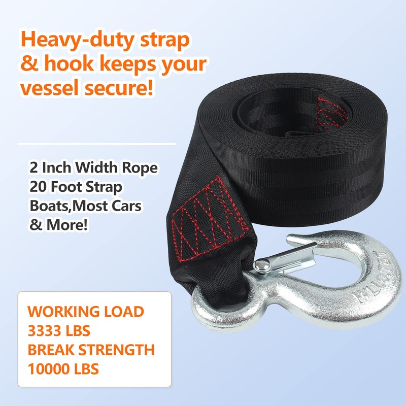 VEITHI Boat Winch Strap with Hook,Boat Trailer Winch Strap 2