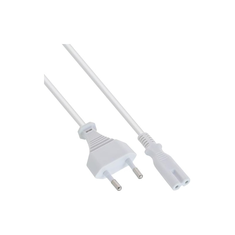Power cord mains plug to Euro 8 socket 1.5m, white