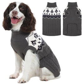 LeleTail Dog Sweaters for Medium Dogs Girl, Thanksgiving Christmas Dog Sweatshirt, Dachshund Fall Clothes for Holiday, Winter Pullover Easy On Warm Clothes for West Highland, Beagle Wear, Grey M