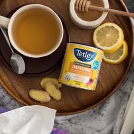 Tetley Super Herbal Immune Tea: Lemon & Echinacea with Zinc - 20 Tea Bags, 40 Grams, Naturally Caffeine Free