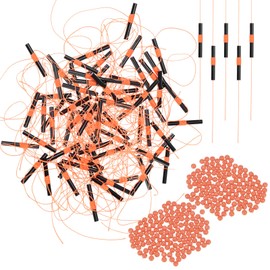 TIXIPEM Slip Bobber Stops for Fishing [200PCS] - Float Bobber Stopper Knots Nylon String with Beads Use for Streams & Lake & River Fishing - [Orange] for Fishing Line Tackle