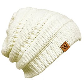 Bowbear Winter Knit Slouchy Beanie, Cream