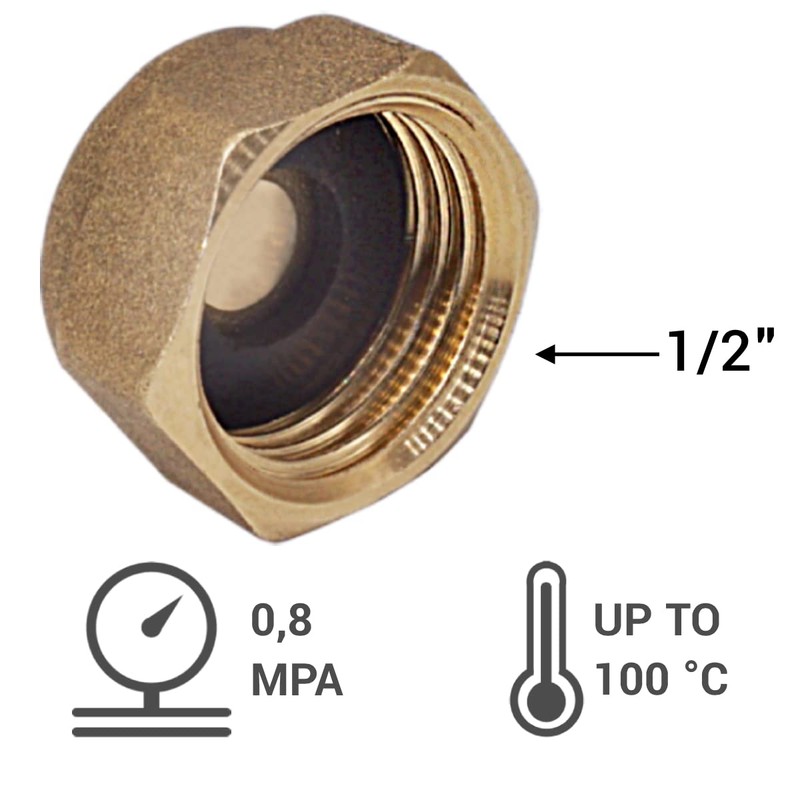 SKIR'CO (Pack of 4) Brass 1/2 Inch Pipe Cap with