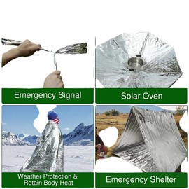 Emblem Outdoor Emergency Thermal Blanket Made of Mylar for Survival, Hiking, Camping, First Aid, and Bug Out Bag (4-Pack)