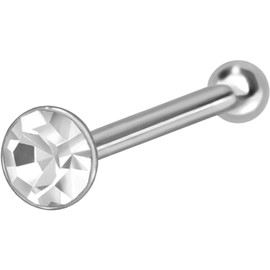 PIERCINGLINE 925 Sterling Silver Nose Piercing Round Crystal Piercing Nose Stud Crystal Clear