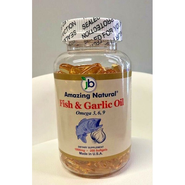 Amazing Natural Fish & Garlic Oil 1000 mg Omega 3,6,9 200 Softagels 
