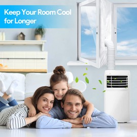 Gruntbear Portable Air Conditioner Window Seal, 500CM (197'') AC Casement Window Seal Kit, Hot Air Stop Air Exchange Guards with Zip and Adhesive Fastener Works with Tumble Dryer, Keep House Cool