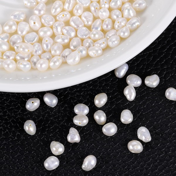 sourcing map 100 Pcs Freshwater Pearl Beads, 5-6mm Irregular Loose