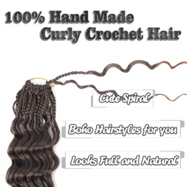 Ocean Wave Crochet Hair 14 Inch Curly Crochet Hair Short Deep Wave 9 Packs Braiding Hair Pre Looped Synthetic Hair Extensions (1B 30 27)