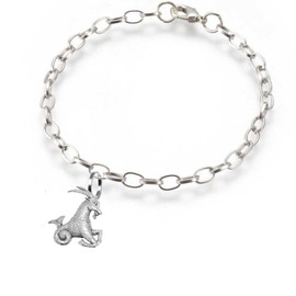 pp-Ss12 Capricorn fine lead free English Pewter charm on a belcher link chain anklet bracelet