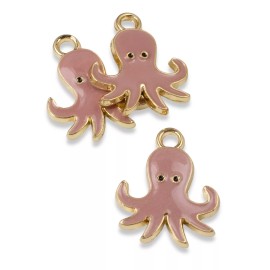 Hackberry Creek 6 Pink Enamel Octopus Charms, Whimsical Pendants for Sea Life Jewelry & Crafts