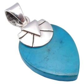 SilverStarJewel - Colgante plano de plata de ley maciza, color turquesa