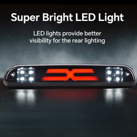 PIT66 LED 3rd Brake Light, Compatible with Ford F250 F350 F450 F550 Super Duty 1999-2016/Fit Ford Ranger 1993-2011/Fit Mazda B2300 B2500 B3000 B400 1995-2003, Smoky Lens Black Housing