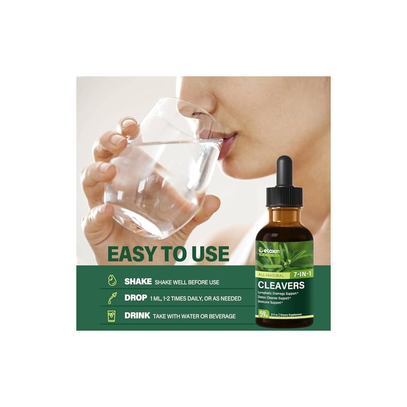 Cleavers Lymphatic Drainage Drops - Cleavers Herb Extract Tincture for