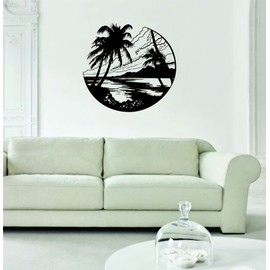 Beach Scene Design Wall Decal Art Vinyl Ocean Nature Trees