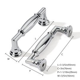khtumeware 10 Pack 3 Inch(76mm) Polished Chrome Cabinet Pulls Heavy Duty Solid Cabinet Handles Kitchen Cabinet Hardware for Cupboard Drawer Handles