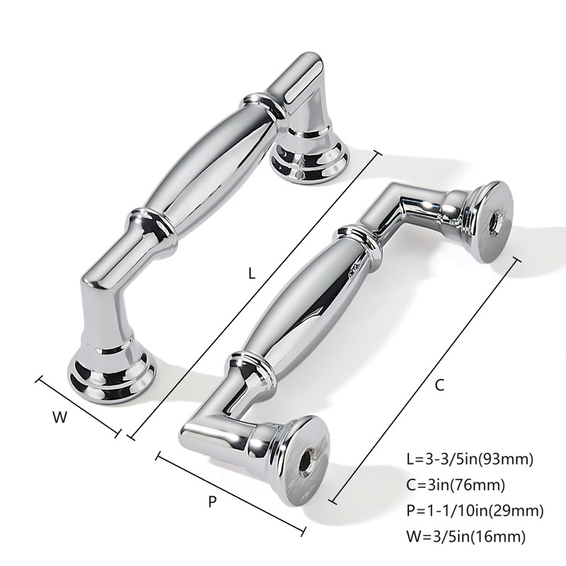 khtumeware 10 Pack 3 Inch(76mm) Polished Chrome Cabinet Pulls Heavy