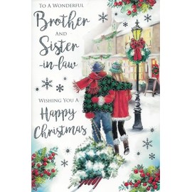 Brother and sister in law christmas card. Festive design. 9 x 6 inches. OE.