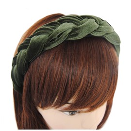 axy Traditional Headband Braided for Dirndl Velvet Braided Look Women's Headband Hair Accessories Hair Band Hairband HRZ3 (Green)