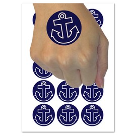 Boat Anchor Nautical Outline Temporary Tattoo Water Resistant Fake Body Art Set Collection - 54 1" Tattoos (1 Sheet)
