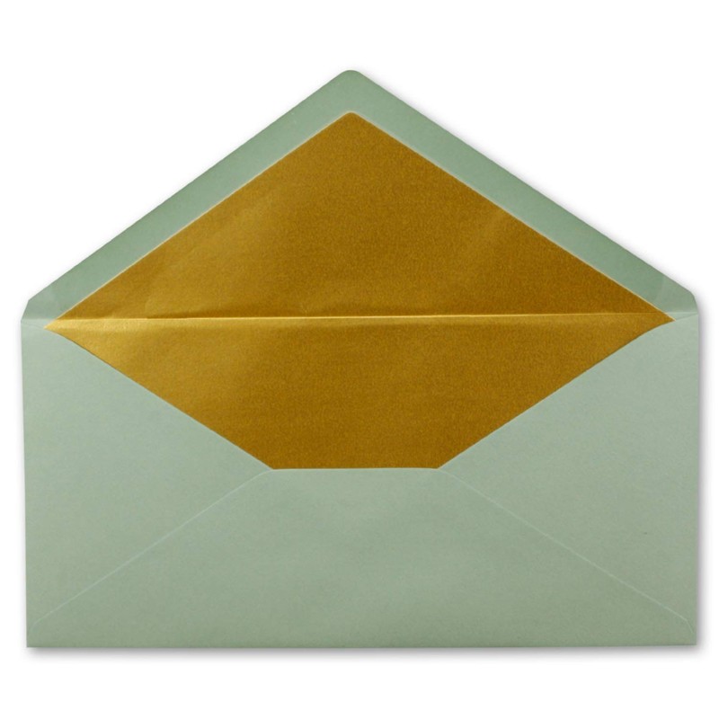 50 envelopes DIN long - Eucalyptus (green) with gold metallic