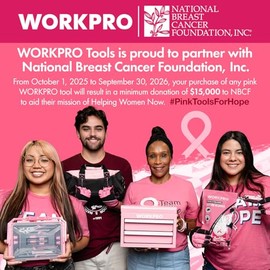 WORKPRO Pink Tool Kit - Hand Tool Set with Easy Carrying Round Pouch - Durable, Long Lasting Chrome Finish Tools - Household Tool Kit Perfect for DIY, Home Maintenance - Pink Ribbon