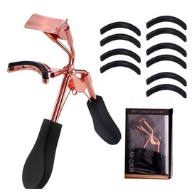 Eyelash Curler lash Curler with 10Refill Pads & Spring Loaded for No Pinching or Pulling No Pinching, Just Dramatically Curled Eyelashes for a Lash Lift in Seconds (A)